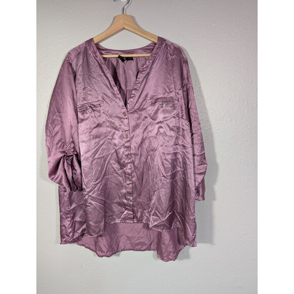 Dana Buchman Purple Satin Blouse Top Plus Size 2X - Picture 1 of 7